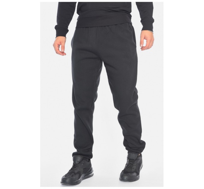Спортивные мужские брюки на флисе черного цвета 192593L