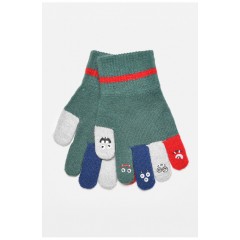 Детские перчатки демисезонные зеленого цвета с рисунком 192731L Детские перчатки демисезонные зеленого цвета с рисунком 192731L