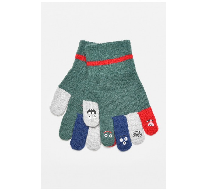 Детские перчатки демисезонные зеленого цвета с рисунком 192731L