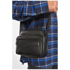 Сумка чоловіча через плече з екошкіри чорного кольору 192818L