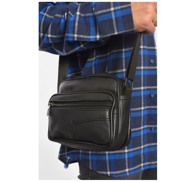 Сумка чоловіча через плече з екошкіри чорного кольору 192818L