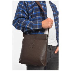 Сумка чоловіча через плече з екошкіри коричневого кольору 192839L