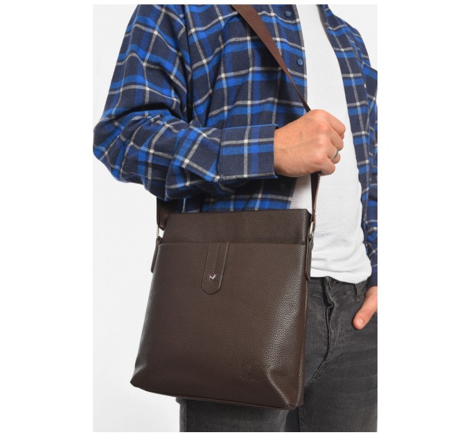 Сумка мужская через плечо из экокожи коричневого цвета 192839L