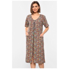 Халат женский полубатальный с принтом цвета хаки 193007L