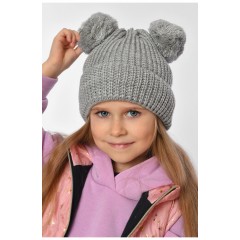 Шапка підліткова для дівчинки однотонна світло-сірого кольору 193182L