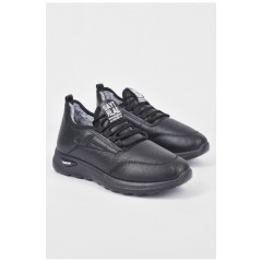 Кроссовки мужские на искусственном меху черного цвета 193244L