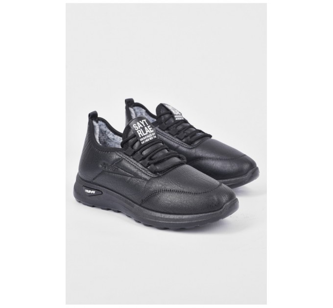 Кроссовки мужские на искусственном меху черного цвета 193244L