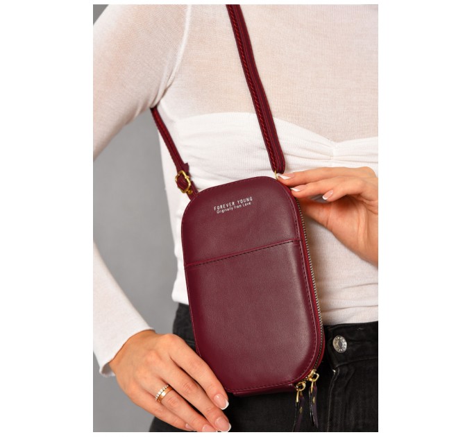 Женский клатч из экокожи бордового цвета 193646L