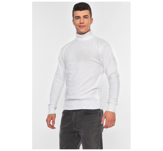 Светр чоловічий однотонний білого кольору 194053L