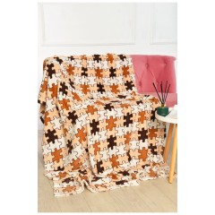 Плед черно-бежевого цвета с принтом размер 150*200 194104L Плед черно-бежевого цвета с принтом размер 150*200 194104L