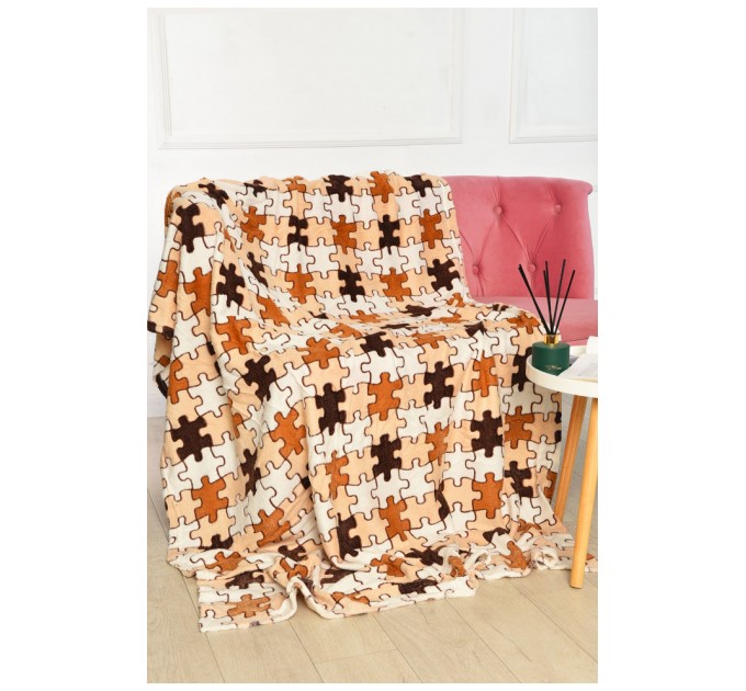 Плед темно-бежевого кольору з принтом розмір 150*200 194104L