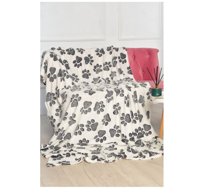 Плед белый с принтом размер 150*200 194106L