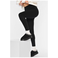 Лосини жіночі на штучному хутрі чорного кольору 194291L