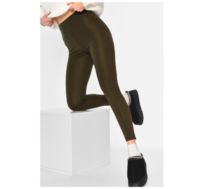 Лосини жіночі на флісі кольору хакі 194307L