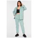 Спортивний костюм жіночий батальний на флісі м'ятного кольору 194378L