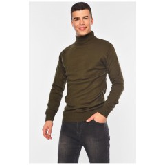 Светр чоловічий однотонний темно-зеленого кольору 194479L