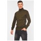 Светр чоловічий однотонний темно-зеленого кольору 194479L