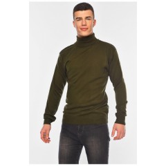 Свитер мужской однотонный темно-зеленого цвета 194487L
