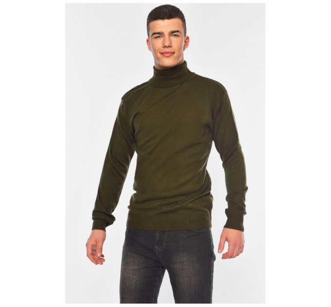 Свитер мужской однотонный темно-зеленого цвета 194487L