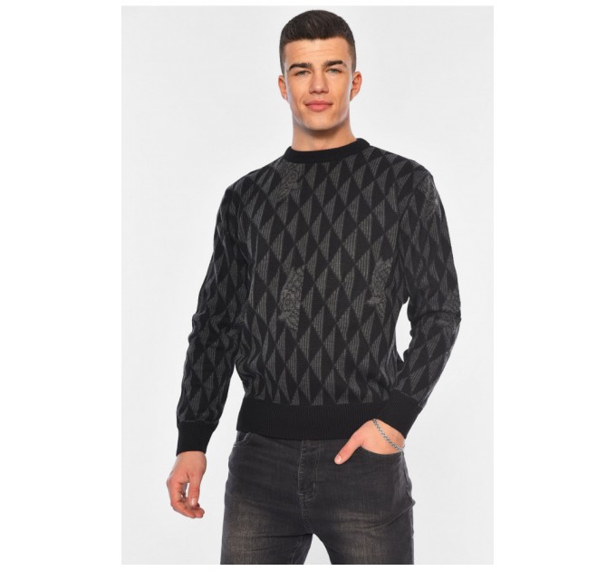 Свитер мужской однотонный черного цвета 194528L
