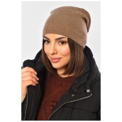Шапка женская демисезонная коричневого цвета 194580L