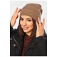 Шапка жіноча зимова однотонного коричневого кольору 194583L
