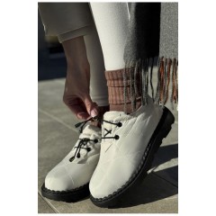 Туфлі жіночі на хутрі молочного кольору 194613L