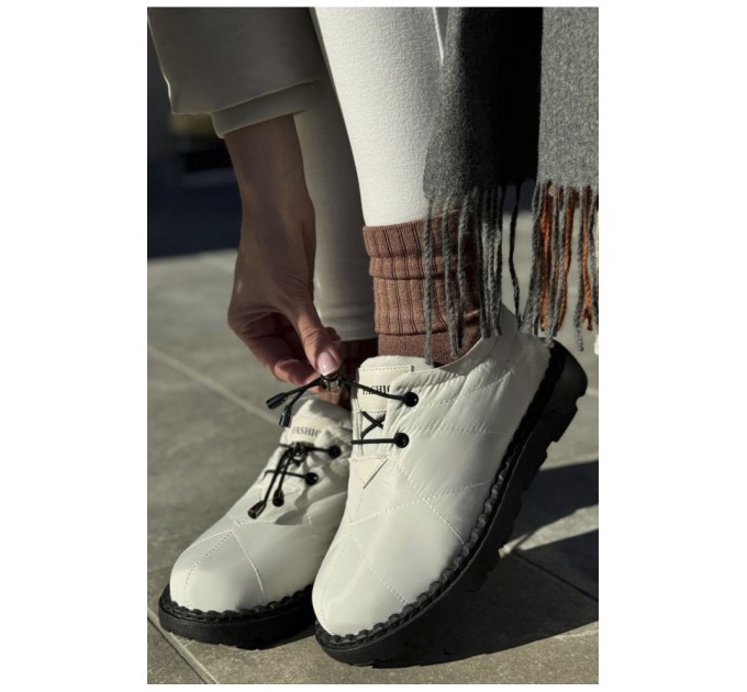 Туфлі жіночі на хутрі молочного кольору 194613L