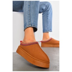 Угги без задника женские светло-коричневого цвета искусственная замша 194650L