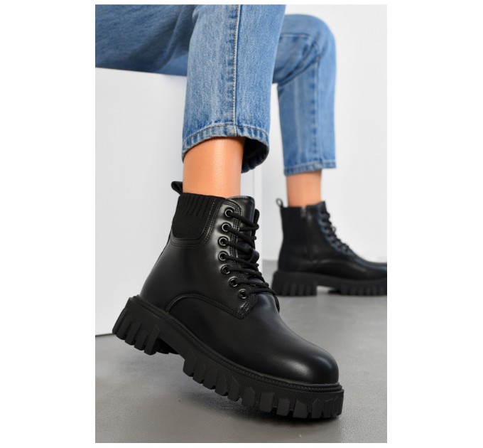 Черевики жіночі зимові на хурті чорного кольору 194744L