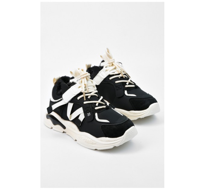 Кросівки дитячі на хутрі чорного кольору 195119L