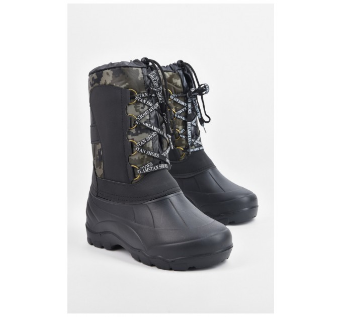 Дутики мужские пена на овчине пиксель черного цвета 195377L