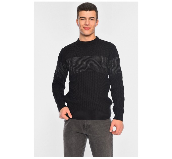 Свитер мужской однотонный черного цвета 195394L