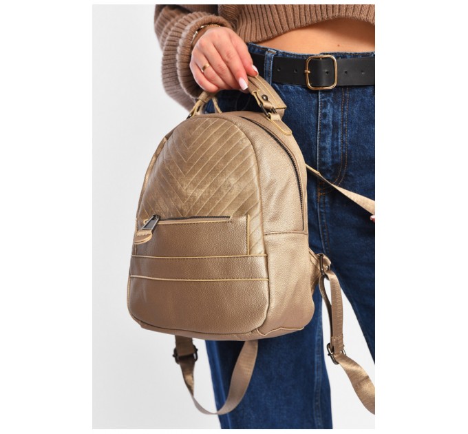 Рюкзак жіночий екошкіра+оксамит коричневого кольору 195731L