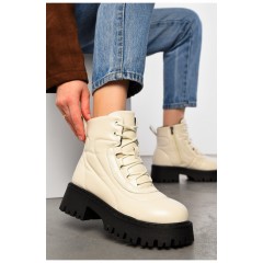 Черевики жіночі зимові на хурті бежевого кольору 195816L Черевики жіночі зимові на хурті бежевого кольору 195816L