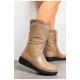 Чоботи жіночі зимові на блискавці темно-бежевого кольору 195825L