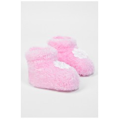 Пинетки для девочки махровые розового цвета 196027L