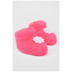 Пінетки дитячі для дівчинки махрові яскраво рожевого кольору 196029L