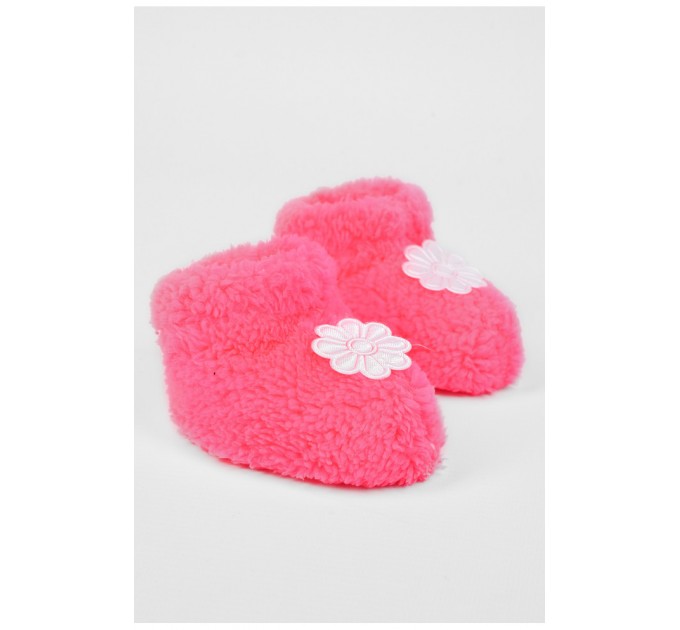 Пінетки дитячі для дівчинки махрові яскраво рожевого кольору 196029L