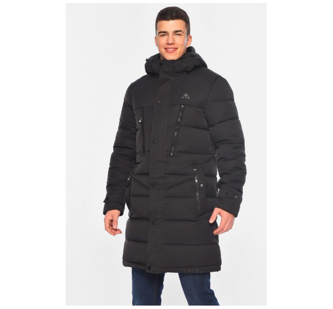 Куртка чоловіча подовжена єврозима чорного кольору 196042L