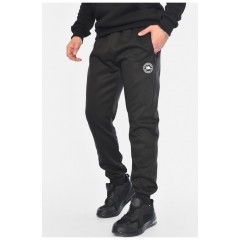 Спортивні штани чоловічі на штучному хутрі чорного кольору 196152L