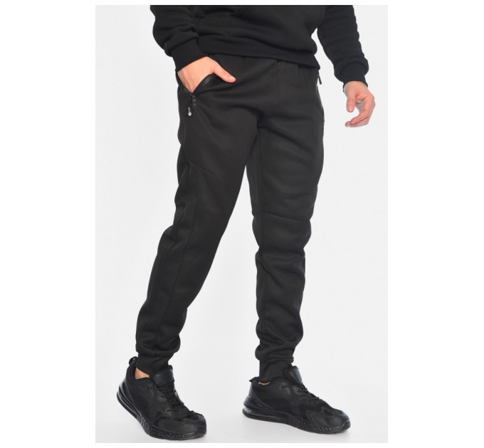 Спортивні штани чоловічі на флісі чорного кольору 196153L
