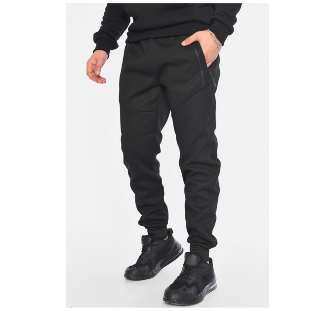 Спортивні штани чоловічі на флісі чорного кольору 196154L