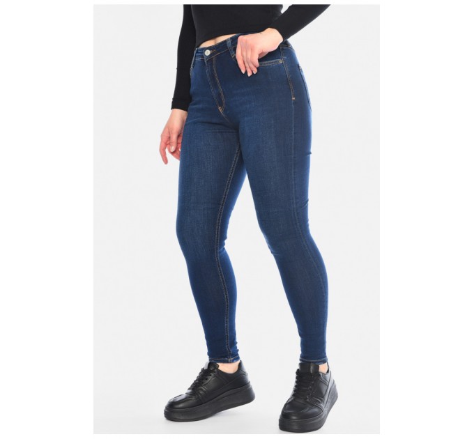 Джинсы женские скинные темно-синего цвета 196261L