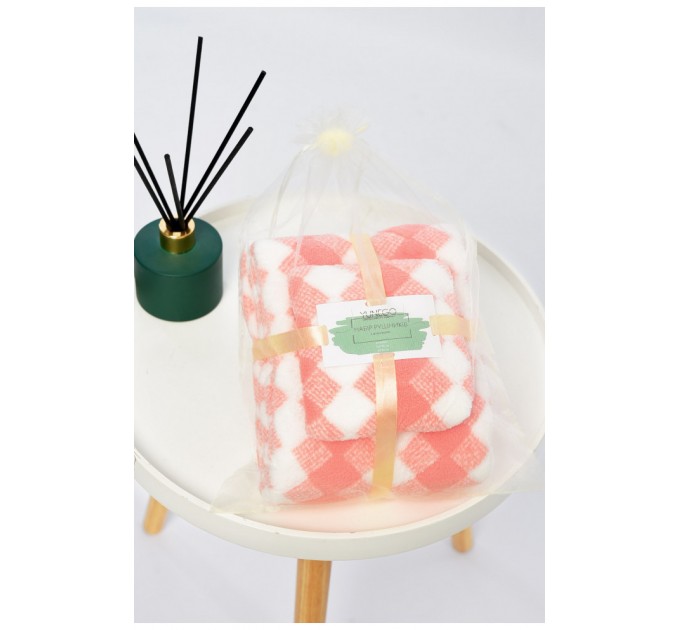 Набір рушників з мікрофібри банне+для обличчя рожево-білого кольору 196434L