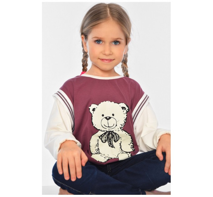 Свитшот детский для девочки сливового цвета 196536L