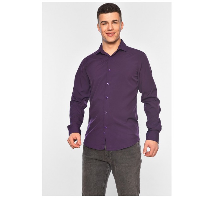 Сорочка чоловіча однотонна фіолетового кольору 196887L