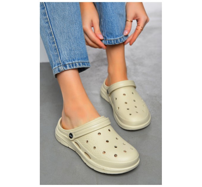 Крокси жіночі бежевого кольору 198089L