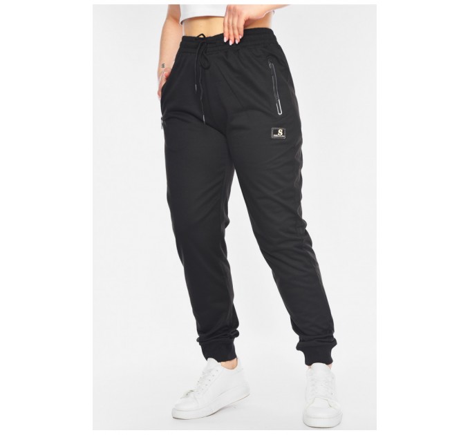 Спортивні штани жіночі напівбатальні чорного кольору 198384L