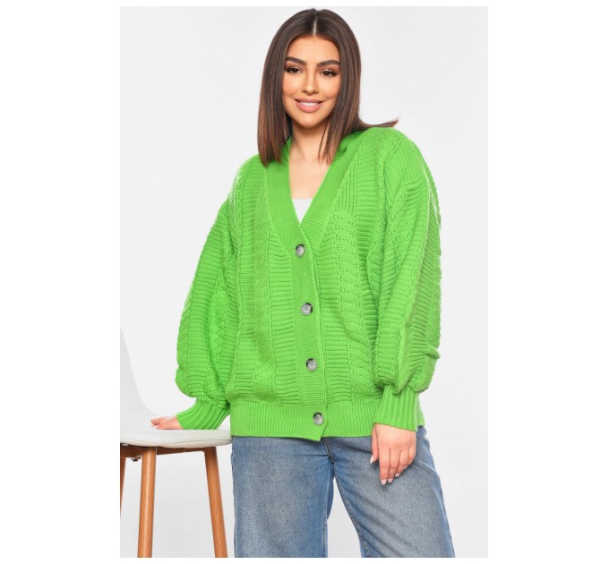 Кардиган женский однотонный зеленого цвета 199647L